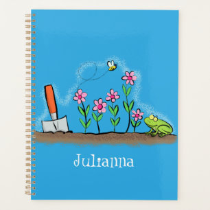 Agenda Sapo bonito e abelha na ilustração de desenho anim