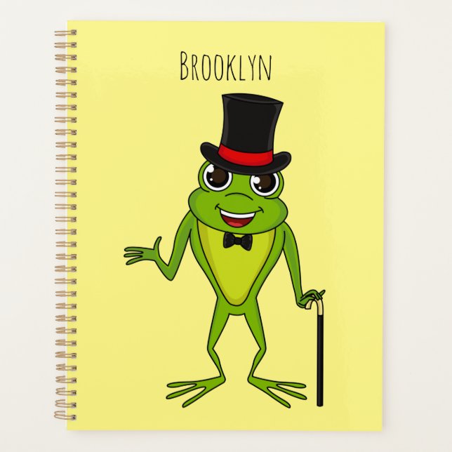 Agenda Sapo engraçado com um desenho de chapéu superior (Frente)