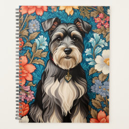 Agenda Schnauzer Alegre com Floral Inspirado em William M