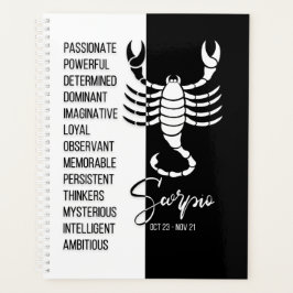 Agenda Scorpio - Sinal Zodiac, Preto e Branco