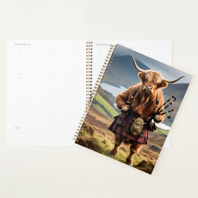 Agenda Scottish Highland Cow Bagpiper, (Exibição)