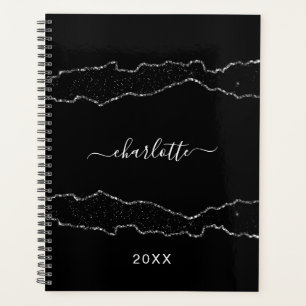 Agenda Script 2022 do nome do mármore do agate prateado