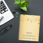 Agenda Script 2025 do nome das estrelas Douradas<br><div class="desc">Um fundo de aparência dourada,  texto preto. Decorado com estrelas ouros. Personalize e adicione seu nome e um título ano 2025 (ou qualquer ano).</div>