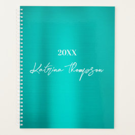 Agenda Script de Assinatura Metálico de Turquesa Teal