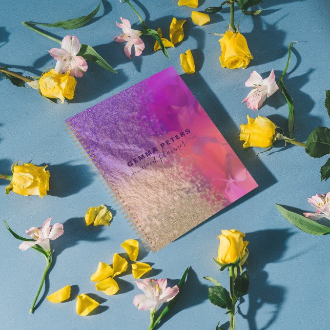 Agenda Script de Caligrafia da Folha de Ouro Puro, Rosa,  (Criador carregado)