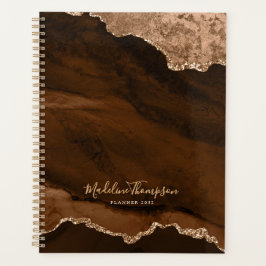 Agenda Script de Geodo de Agato de Velvet Dourado Glam Ru
