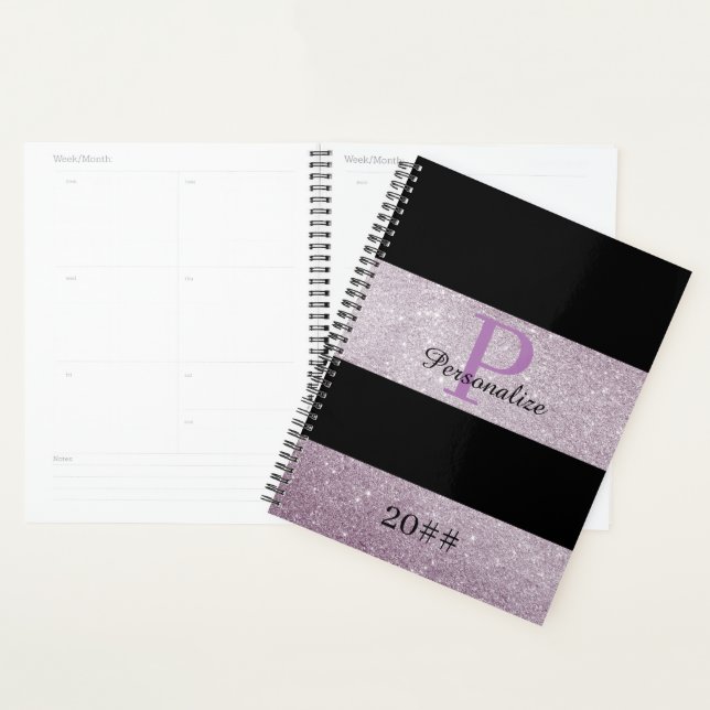 Agenda Script de Monograma Moderno de Efeito de Glitter P (Exibição)