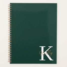 Agenda Script de Monograma Verde Moderno Emerald