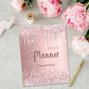 Agenda Script de nome do nome da brilho rosa pincelado 20