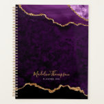 Agenda Script Dourado de Geode Agate de Velvet Roxo Glam<br><div class="desc">Planejador de Script Dourado de Geode Agate de Glam Purple Velvet</div>