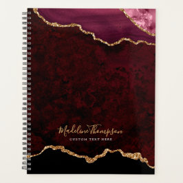 Agenda Script Dourado de Geode Agato do Glam Burgundy Vel