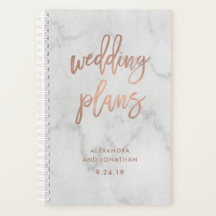 Agenda Script Dourado Faux Rosa em Marble   Planner de Ca