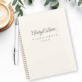 Agenda Script Dourado Mínimo de Marfim Clássico Monograma