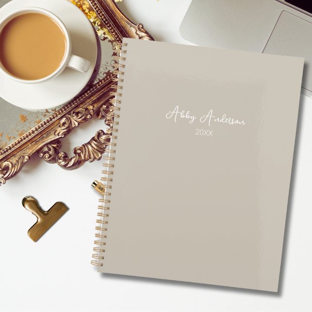 Agenda Script Dourado Mínimo Moderno Simples | Areia (Criador carregado)