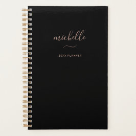 Agenda Script Dourado Preto do Monograma Moderno Semanalm