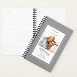Agenda Script Elegante Branco da Cinza de Fotografias Per