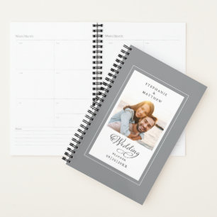 Agenda Script Elegante Branco da Cinza de Fotografias Per