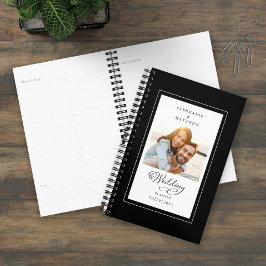 Agenda Script Elegante Branco Preto de Foto Personalizada