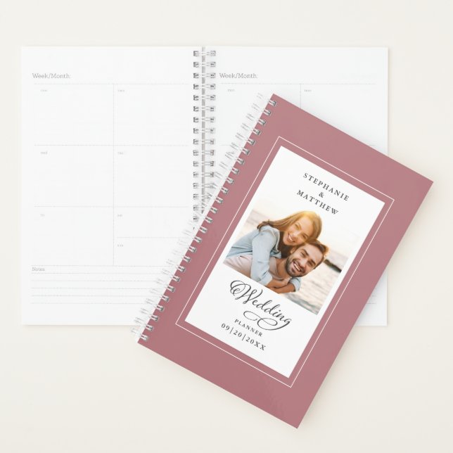 Agenda Script Elegante de Rosa de Foto Personalizada de C (Exibição)