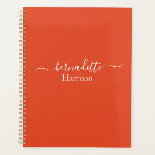 Agenda Script Elegante Nome personalizado Laranja