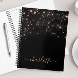 Agenda Script Glamoroso Elegante Glitter Glitter Dourado<br><div class="desc">Crie seu próprio planejador de brilho de diamante preto e rosa personalizado com seu nome de script personalizado moderno e manuscrito.</div>