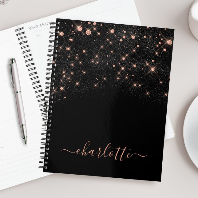 Agenda Script Glamoroso Elegante Glitter Glitter Dourado (Criador carregado)