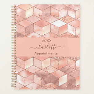 Agenda script glitter do nome da mármore do cubo ouro ro