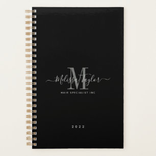 Agenda Script manuscrito preto e branco simples moderno