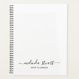 Agenda Script moderno profissional preto e branco