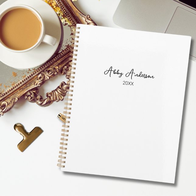 Agenda Script preto minimalista moderno simples | Branca (Criador carregado)