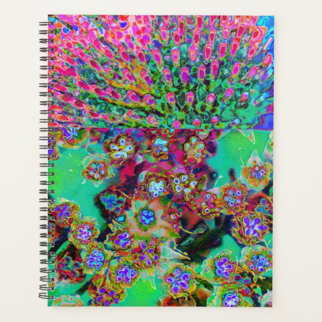 Agenda Sedum Roxo Groovy Abstrato Psicodélico (Frente)