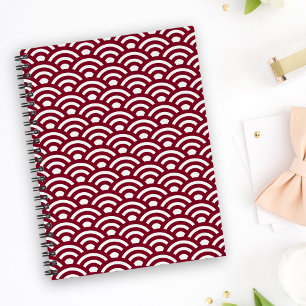 Agenda Seigaiha, Ondas, Japonês, Burgundy e Branco