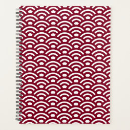 Agenda Seigaiha, Waves, Japanese, Burgundy and White