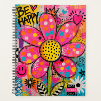 Agenda Seja Feliz Flor Colorida Pop Art