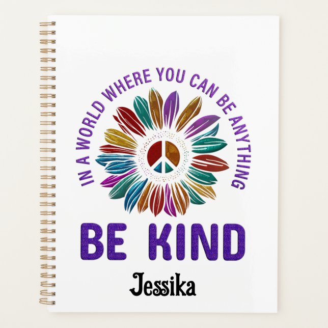Agenda Seja Gentil Hippie Boho Personalizado  (Frente)