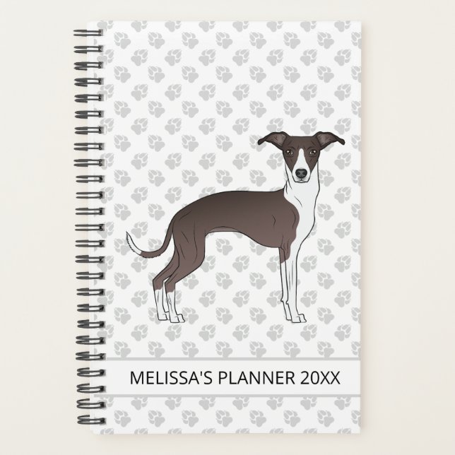 Agenda Selos E Italian Greyhound Branco Com Texto Persona (Frente)