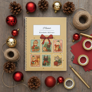 Agenda Selos Vintage Natal Gatos Férias Retrô Gato
