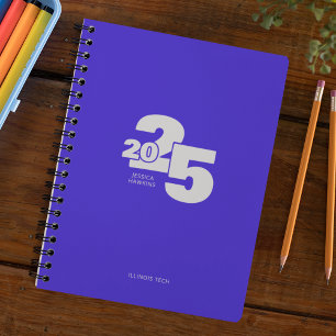 Agenda Semanal Espiral de Ano Sobreposto de Azul Elétrico