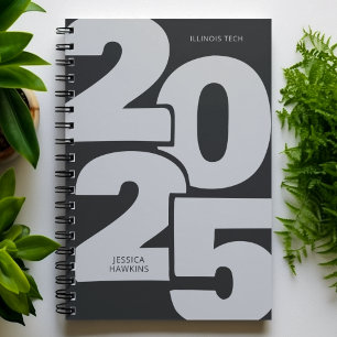 Agenda Semanal Espiral de Ano Sobreposto Preto