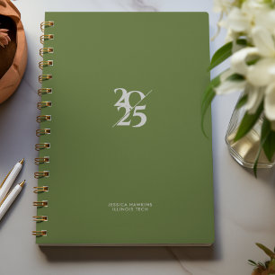 Agenda Semanal Espiral Verde Azeite Escuro