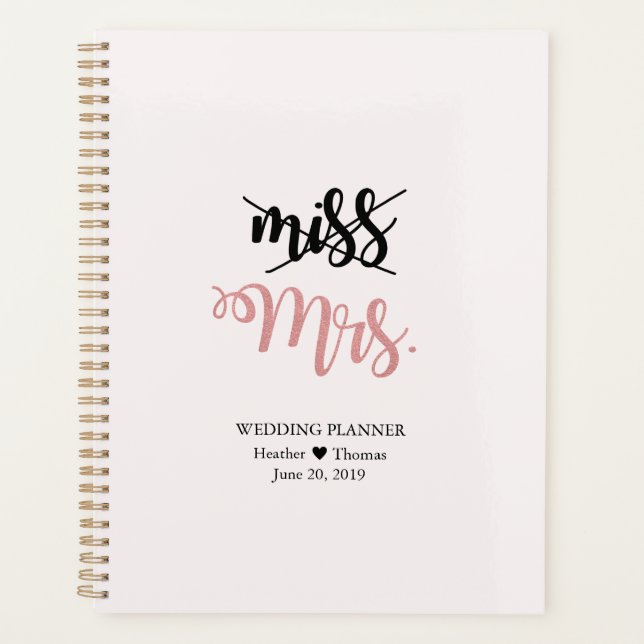 Agenda Senhorita para a Sra. Bridal Wedding Daily Planner (Frente)