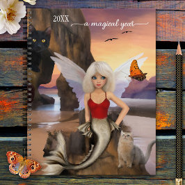 Agenda Sereia Gatos Fantasia Surreal