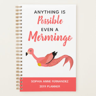 Agenda Sereia Inspiradora Engraçada Flamingo Mermingo