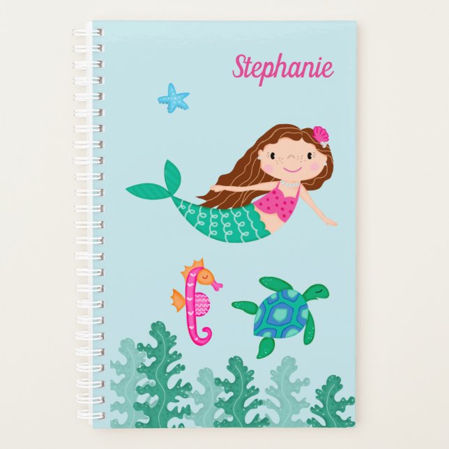 Agenda Sereia Sob O Mar Azul Personalizado (Frente)