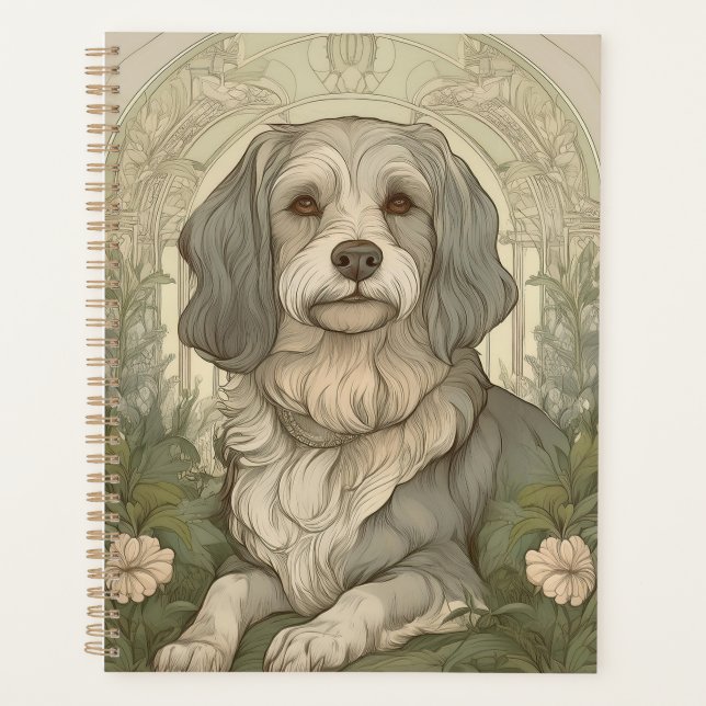 Agenda Serene Dog Planner com Design de Soação (Frente)