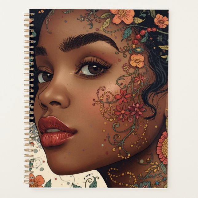 Agenda Serenity Noir Floral Afrocentric Notepad (Frente)