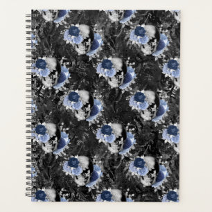 Agenda Série de Caveira Floral Azul Design 1