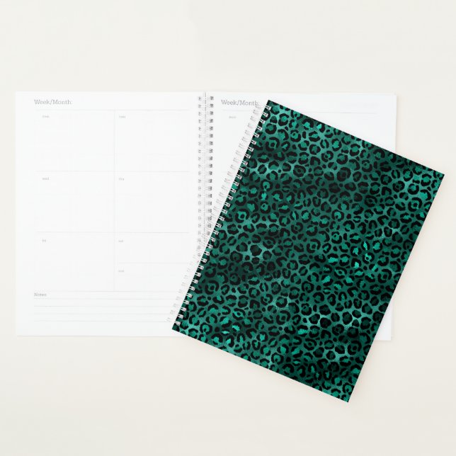Agenda Série Teal e Dourado Leopardo Design 5 (Exibição)