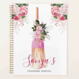 Agenda Serviço de Limpeza Broom Floral Cute