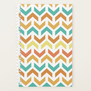 Agenda Setas Retro Chevron Orange Teal Dourado
